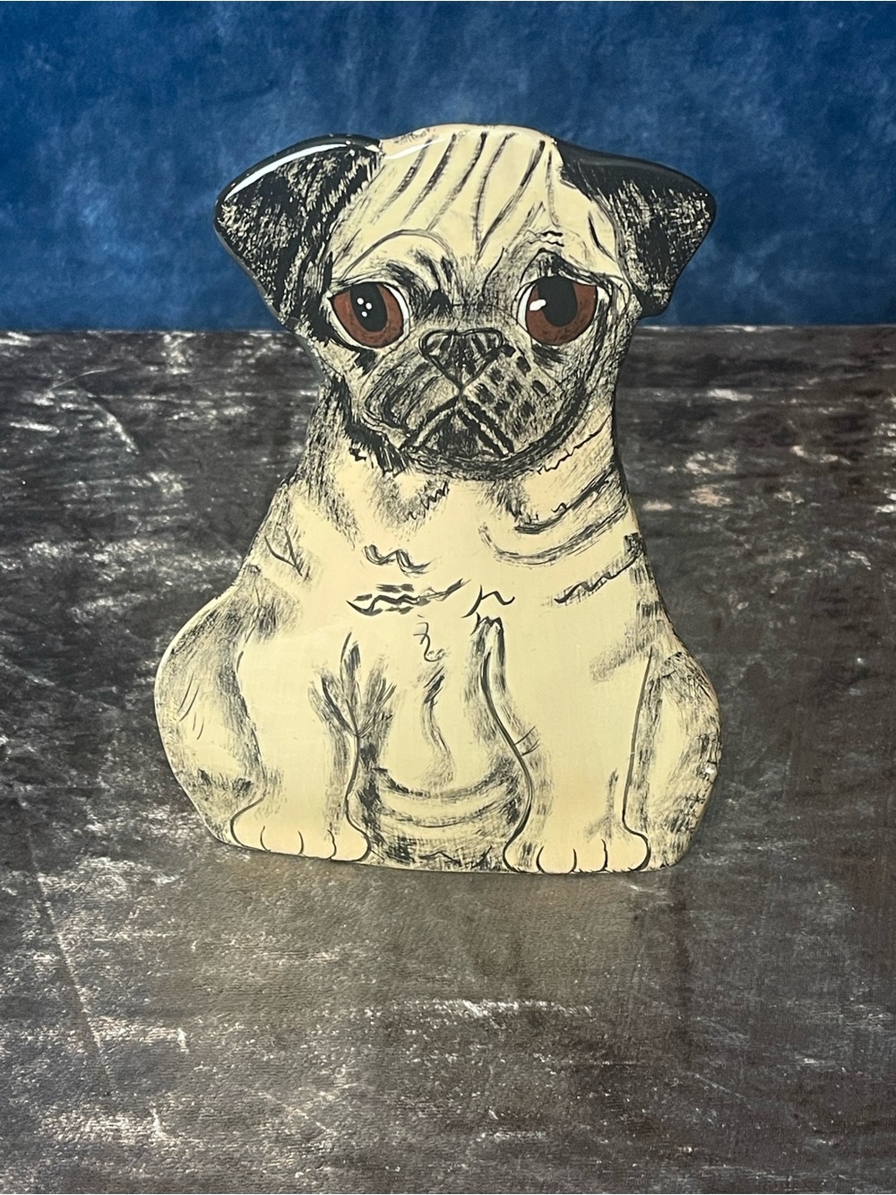 Hand-Painted Pug Vase by Dogs by Nina
